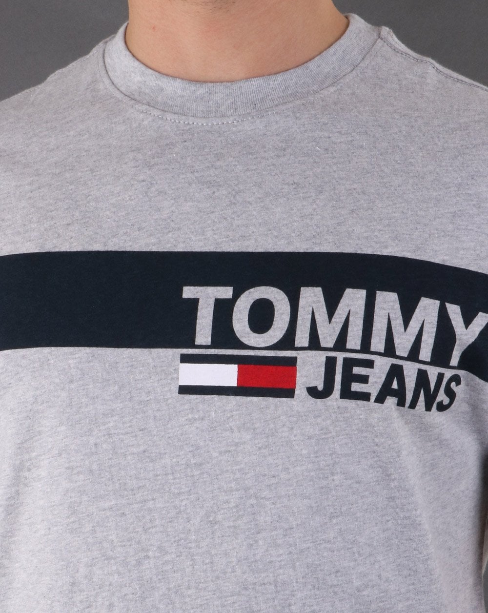 Tommy Hilfiger Box Logo Tee Light Grey Heather - Image 3