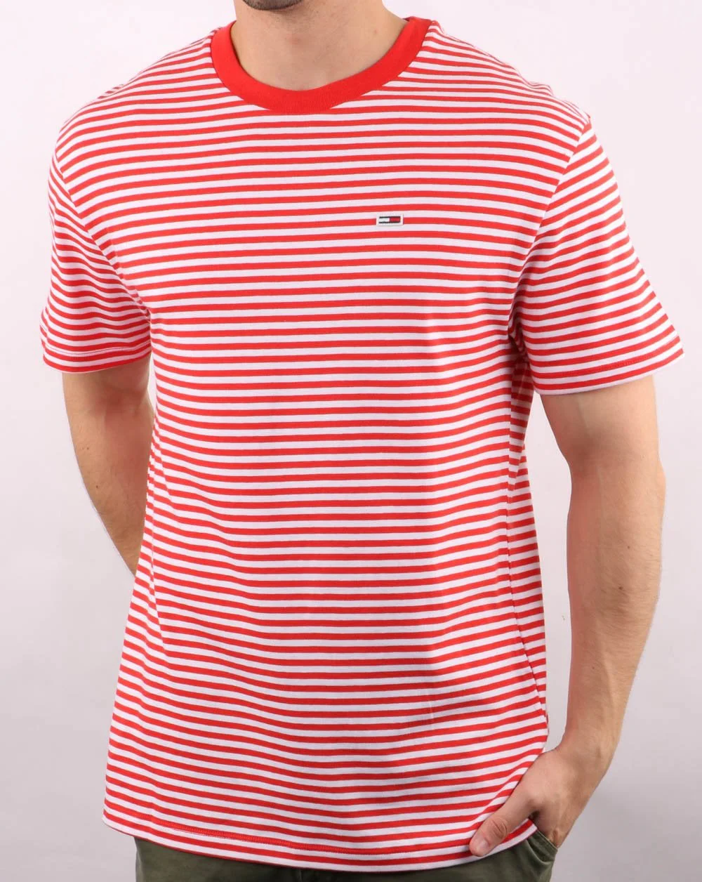 Tommy Hilfiger Classic Stripe T Shirt Red / White - Image 2
