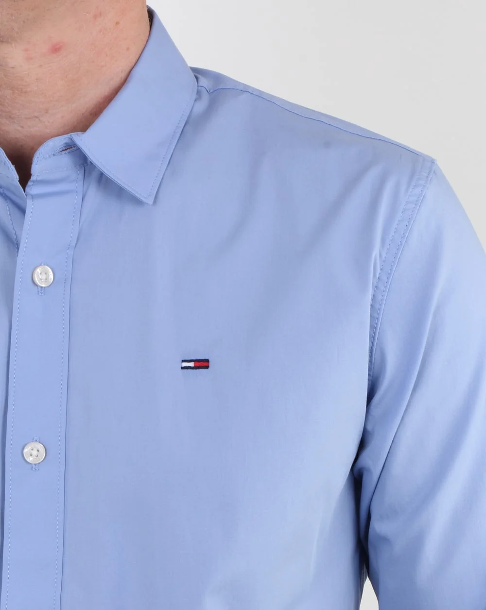 Tommy Hilfiger Cotton Stretch Shirt Deep Sky Blue - Image 3