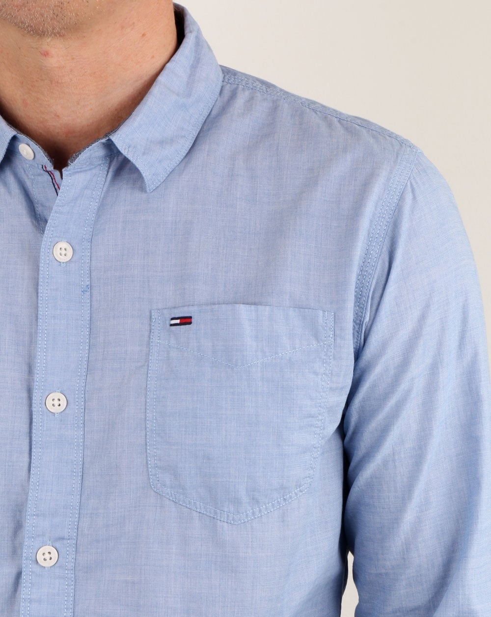 Tommy Hilfiger End On End Shirt Blue Cobalt - Image 2