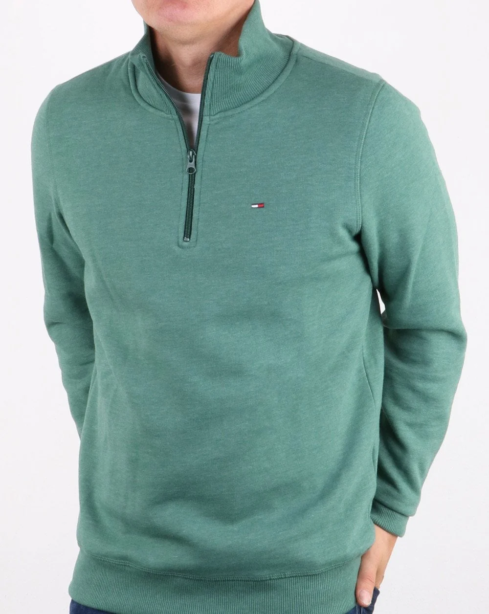 Tommy Hilfiger Half Zip Jumper Hunter Green - Image 4