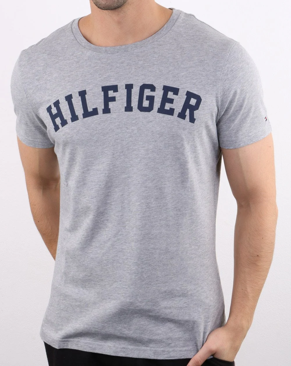 Tommy Hilfiger Logo T Shirt Grey Heather - Image 2