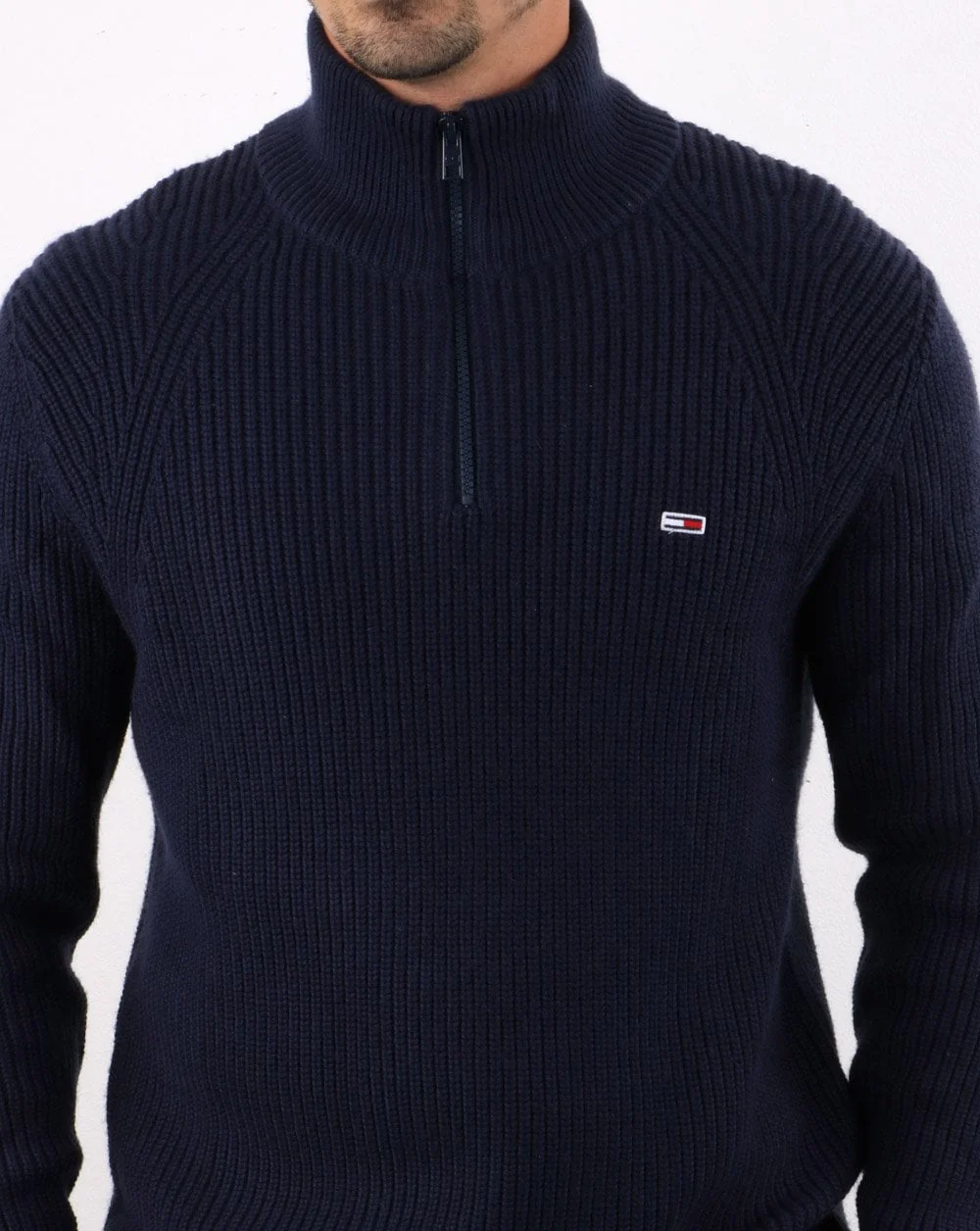 Tommy Hilfiger Quarter Zip Jumper Navy - Image 4