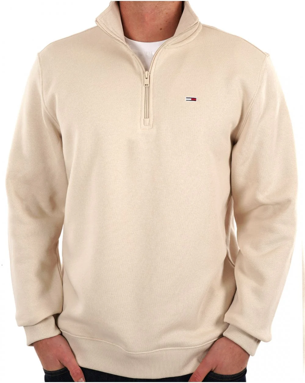 Tommy Jeans 1/4 Zip Neck Sweat Stone - Image 3