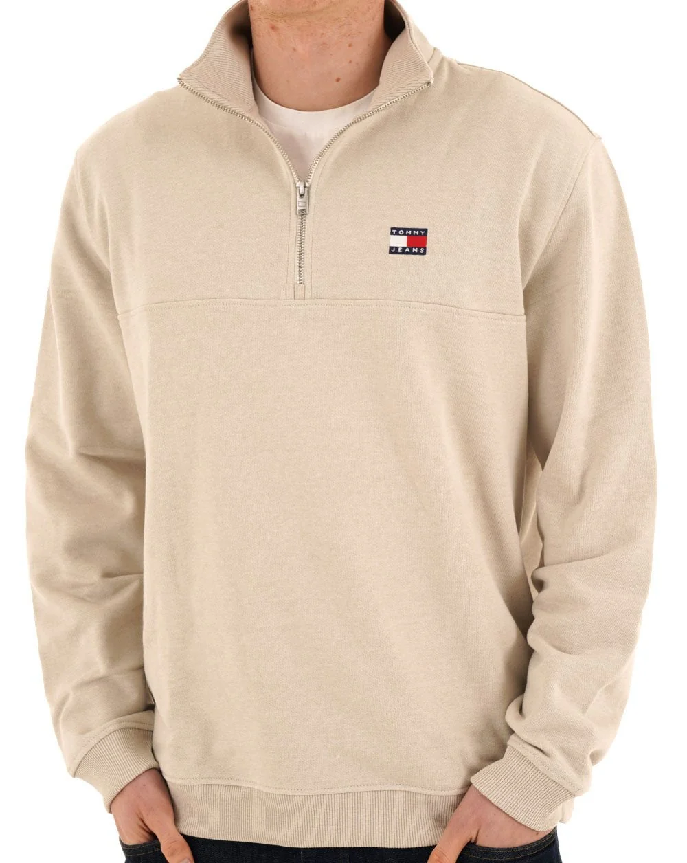 Tommy Jeans Badge 1/4 Zip Sweater Ancient White - Image 3