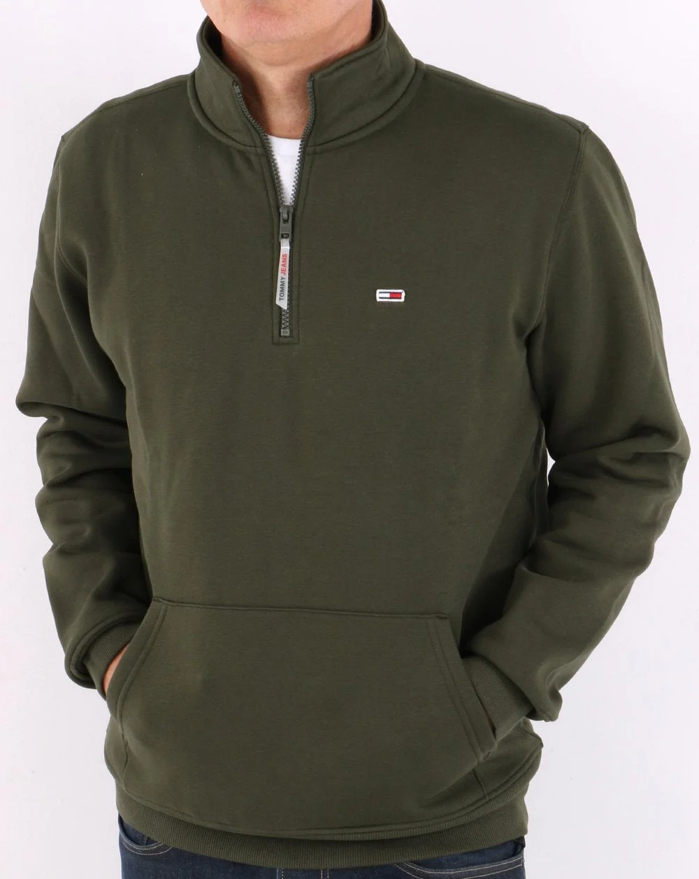 Tommy Jeans Half Zip Sweatshirt Dark Olive - Image 3