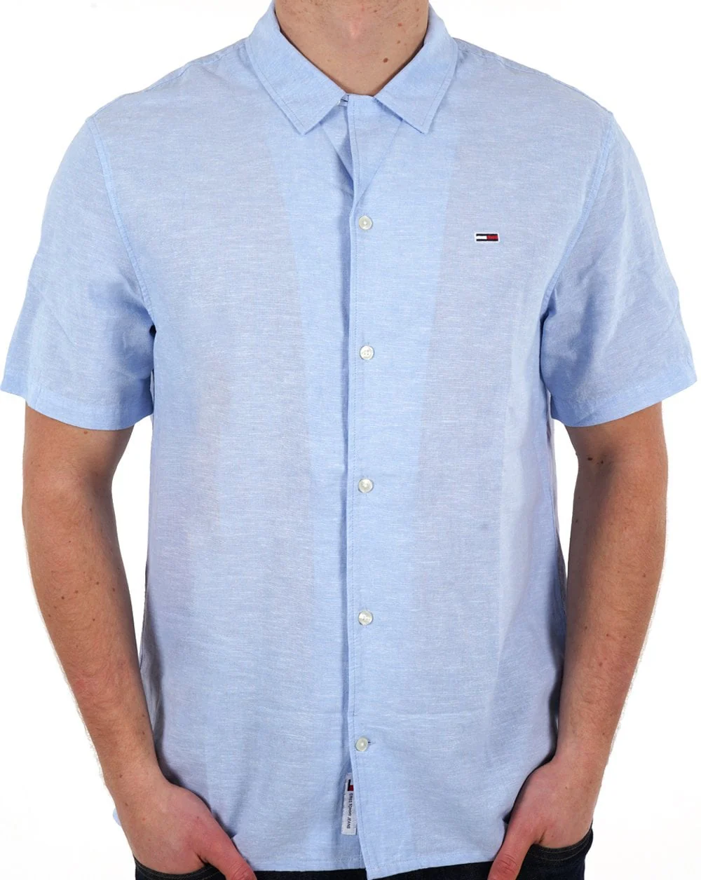 Tommy Jeans Linen SS Shirt Blue - Image 3