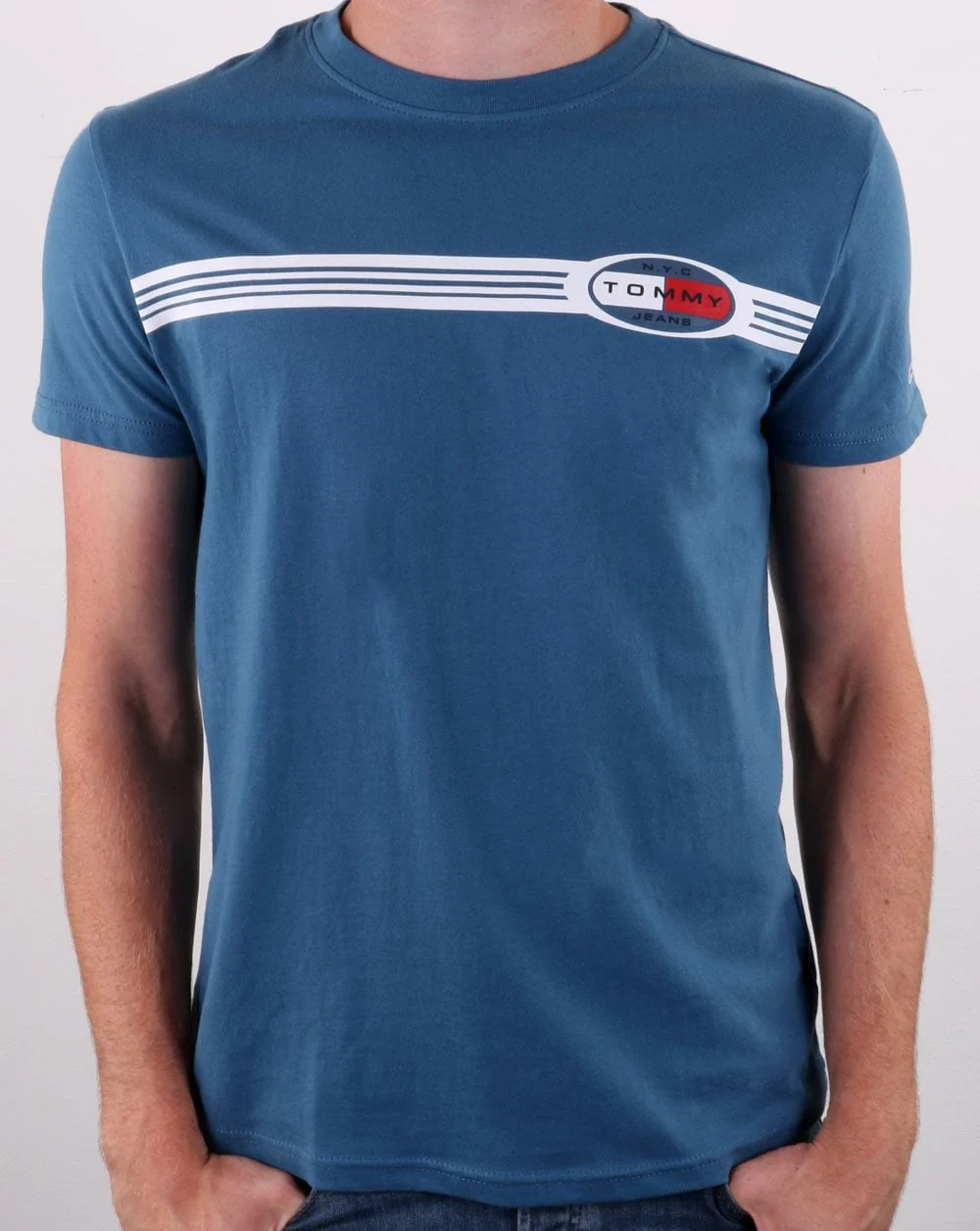 Tommy Jeans Lines Logo T-shirt Blue - Image 3