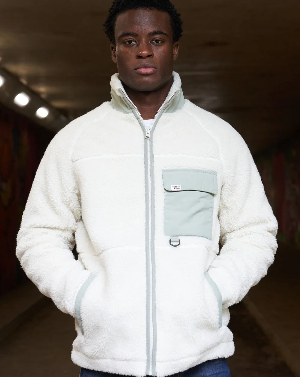 Tommy Jeans Sherpa Fleece Jacket Ancient White