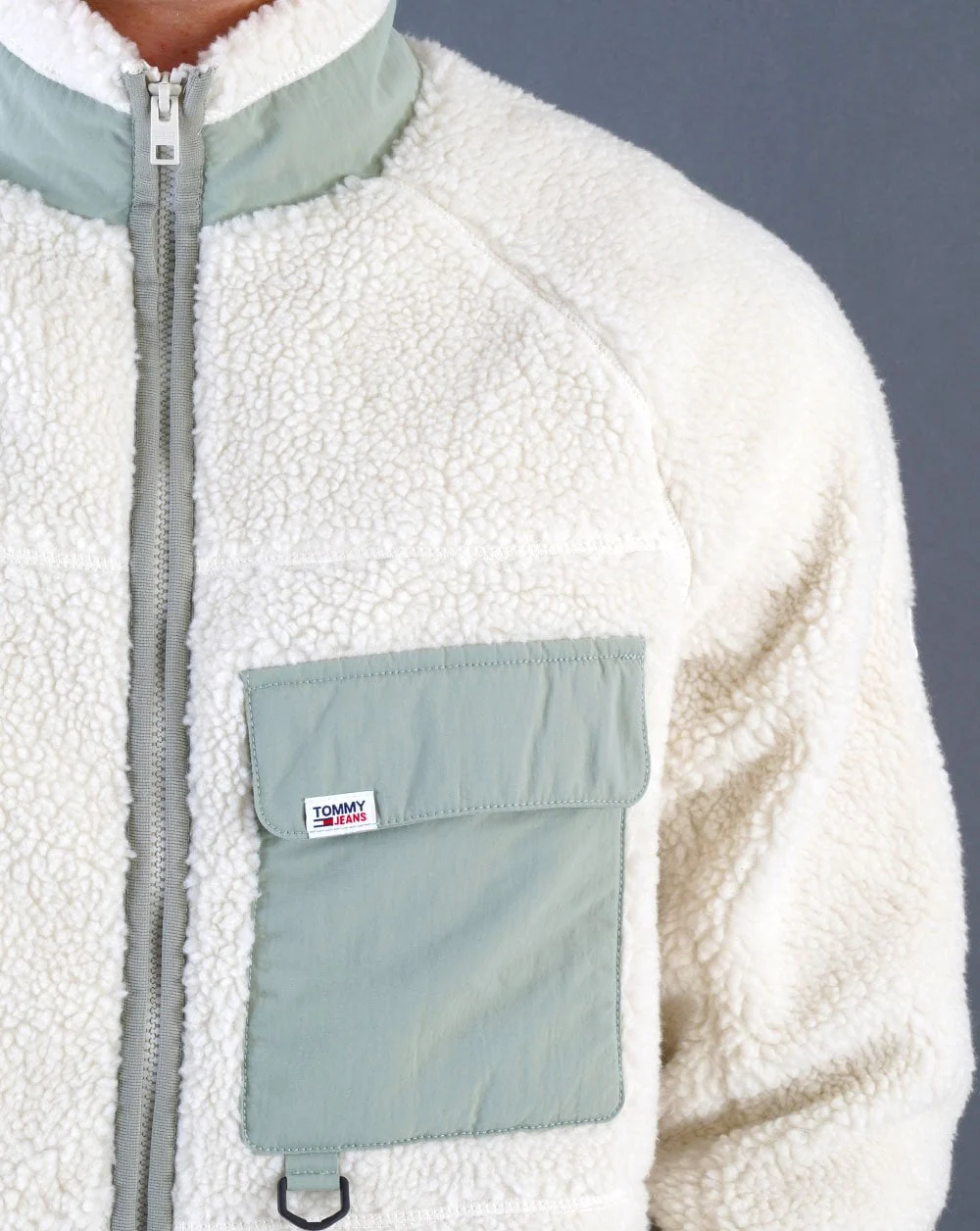 Tommy Jeans Sherpa Fleece Jacket Ancient White - Image 3