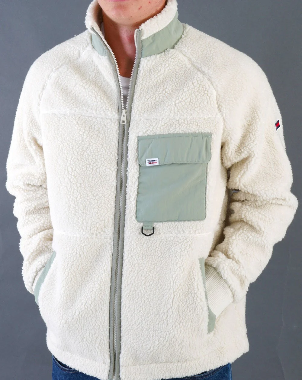 Tommy Jeans Sherpa Fleece Jacket Ancient White - Image 5