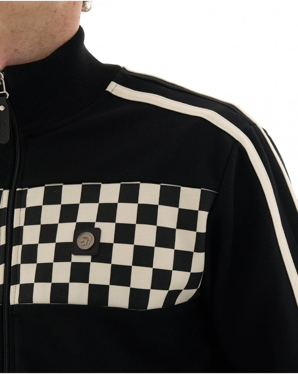 Trojan Chequerboard Track Top Black - Image 2