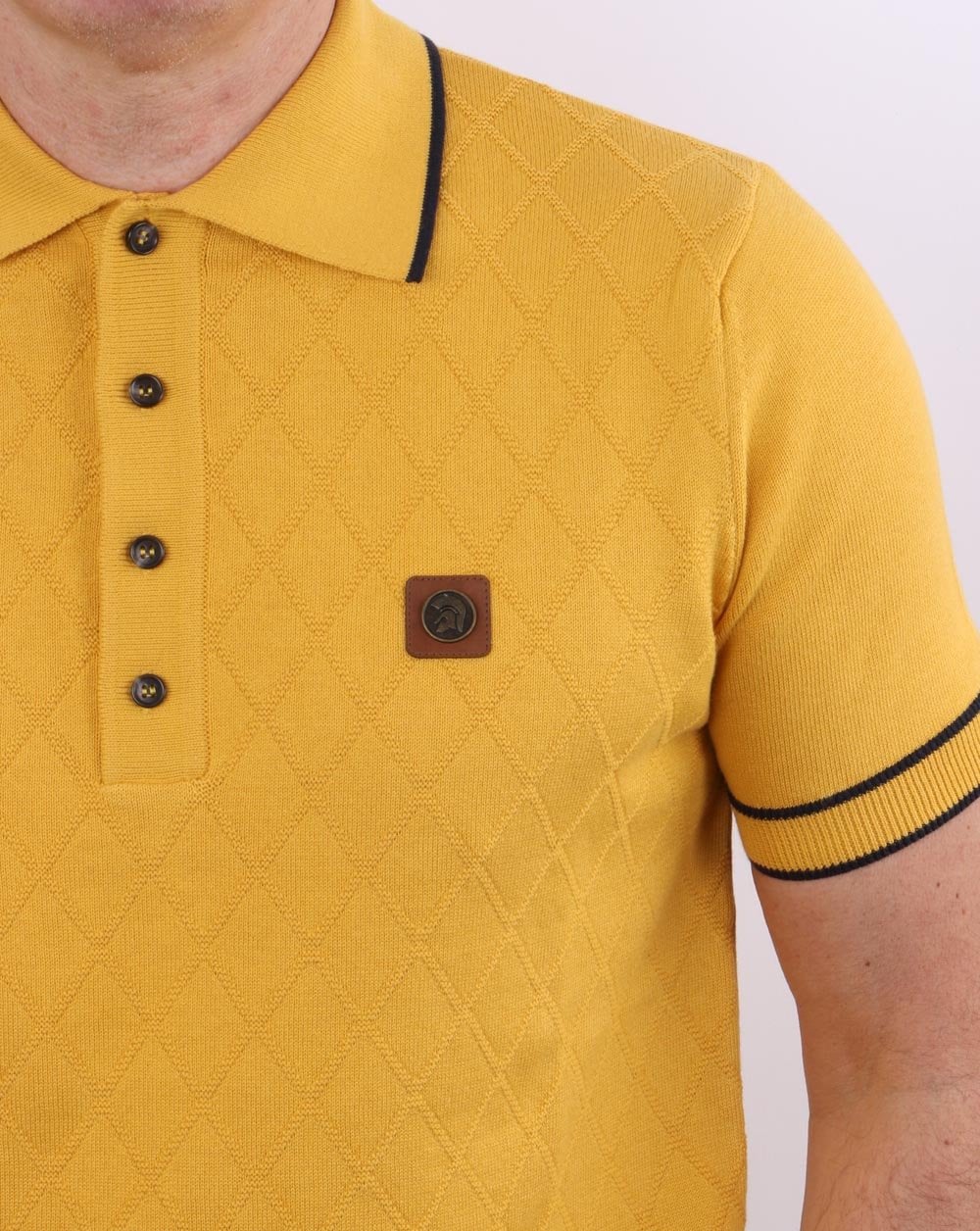 Trojan Knit Polo Shirt Mustard - Image 2