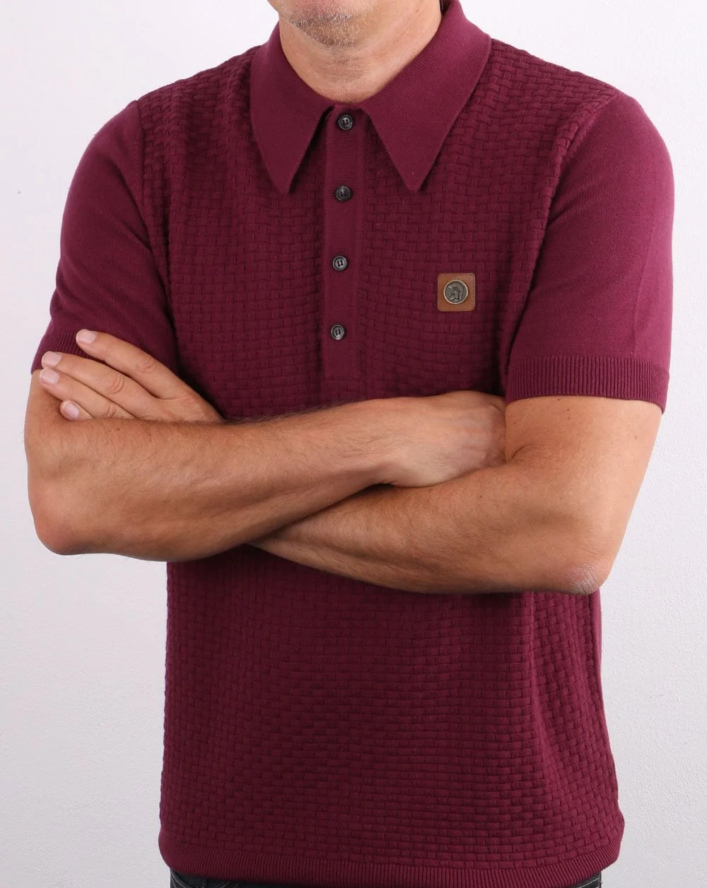 Trojan knitted Polo Shirt Port - Image 3