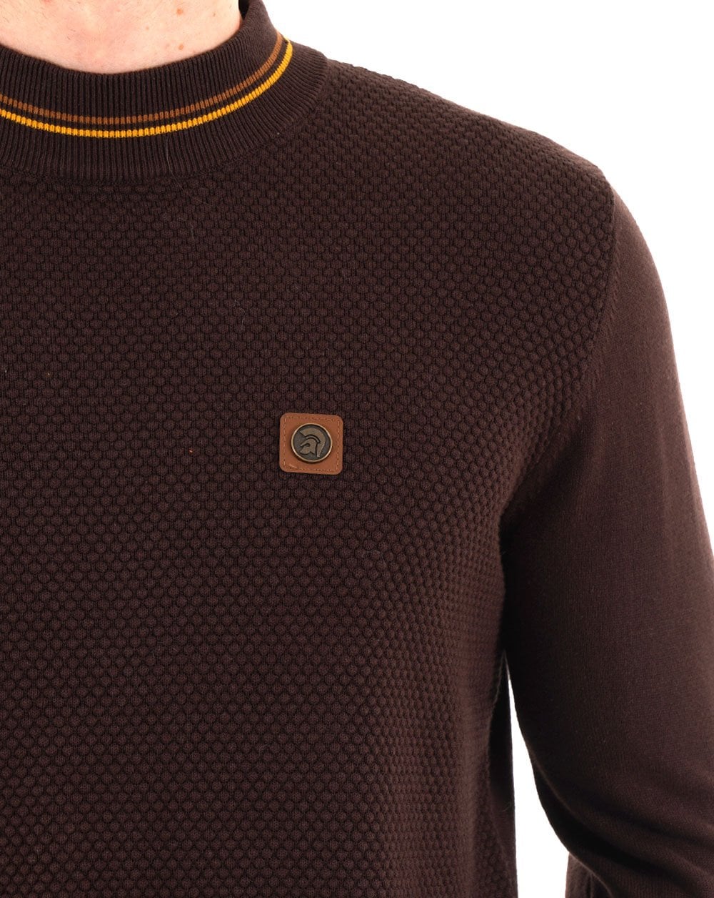 Trojan Racing Stripe Turtle Neck Knit Chocolate - Image 4