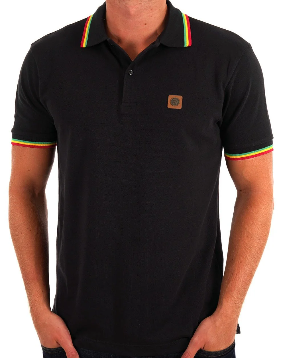 Trojan Three Colour Tipped Pique Polo Black - Image 3