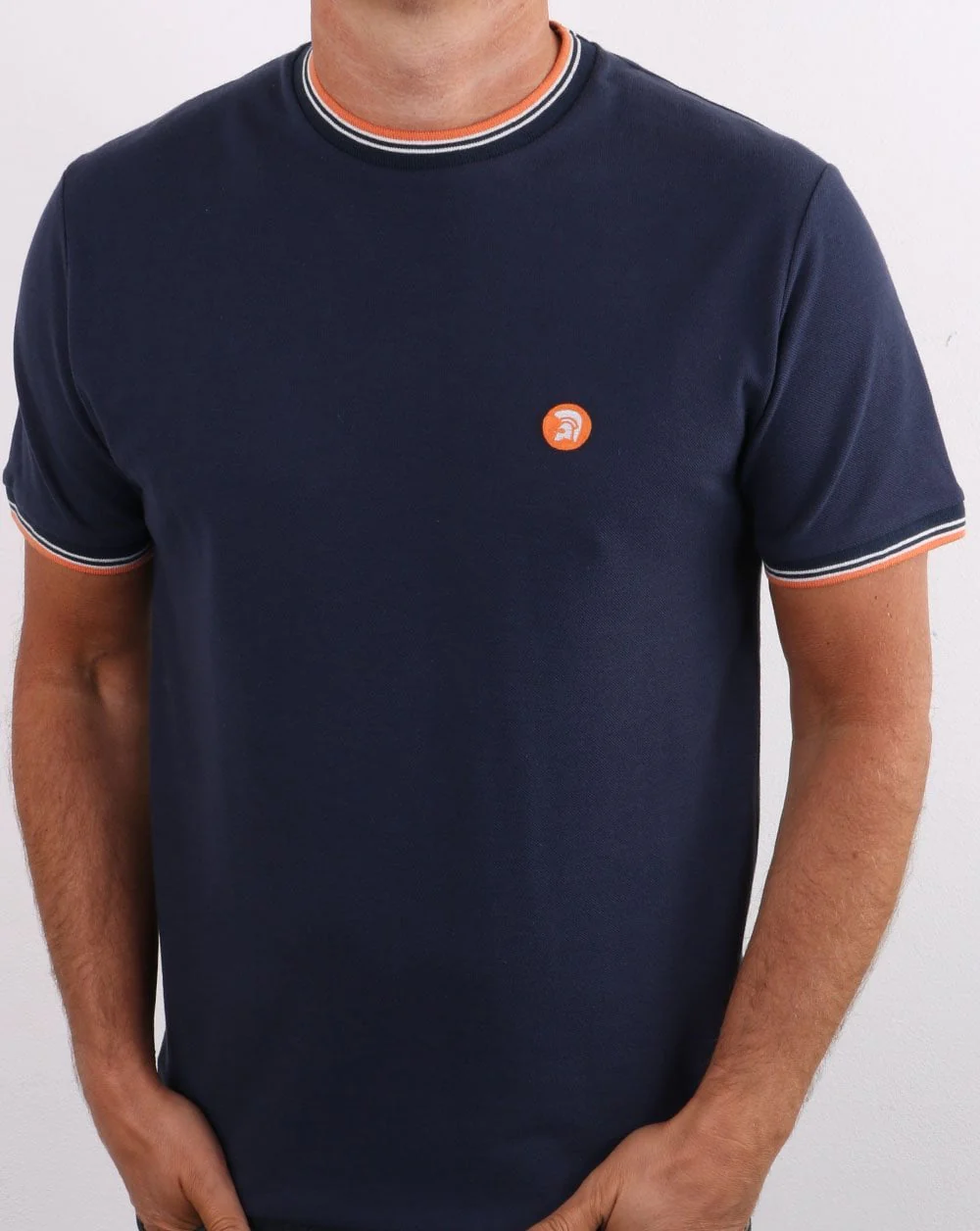Trojan Tipped Pique T-shirt Navy - Image 4