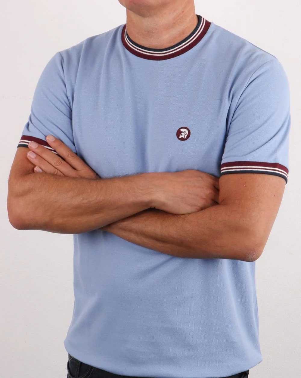 Trojan Tipped Pique T-shirt Sky - Image 4
