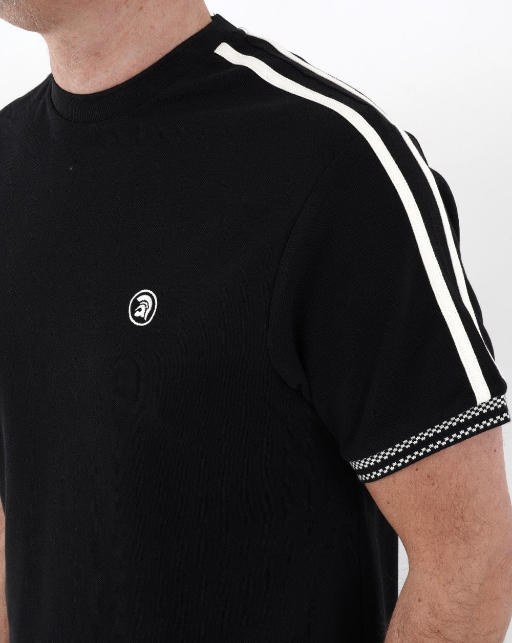 Trojan Twin Stripe T Shirt Black - Image 2