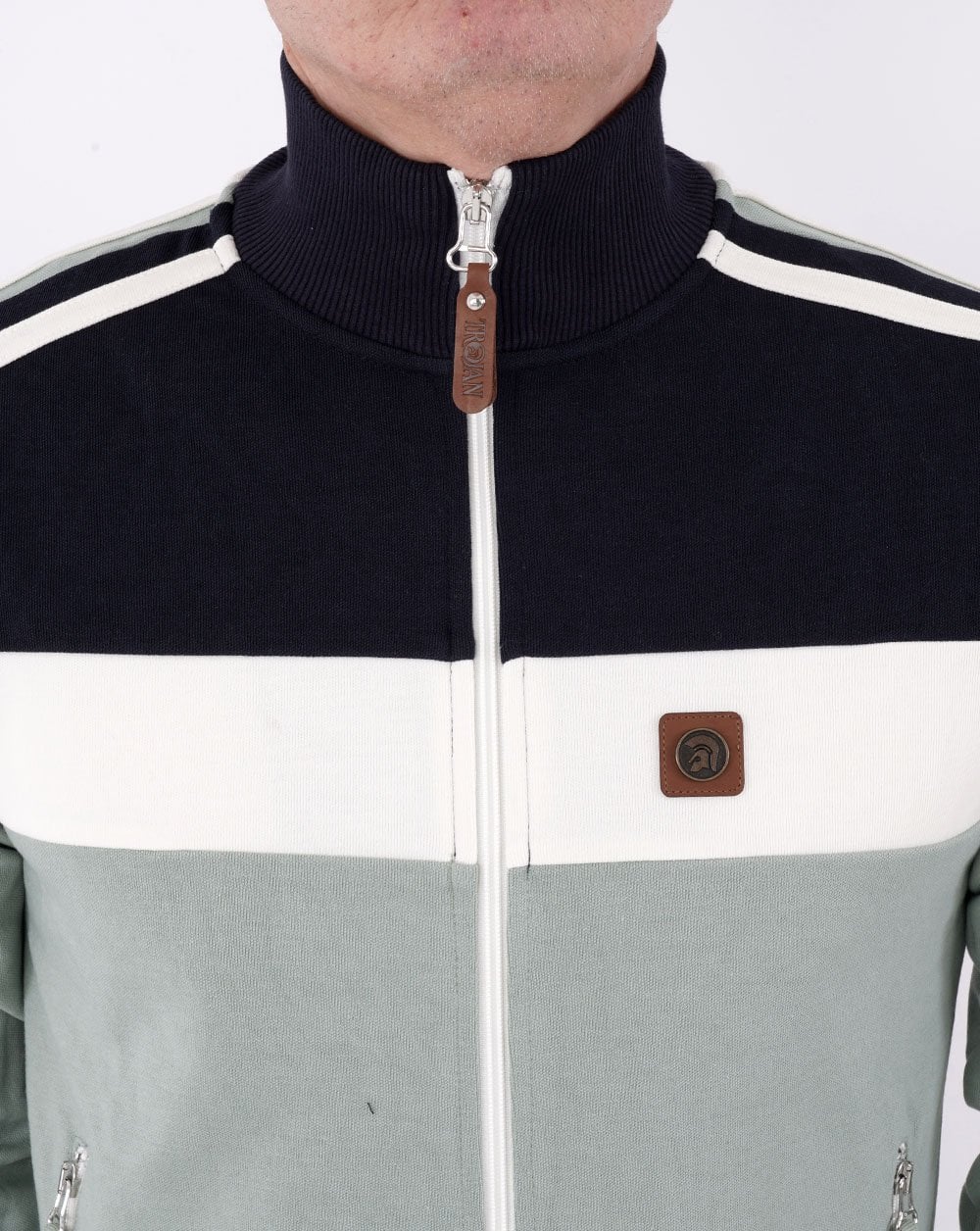 Trojan Twin Stripe Track Top Sage - Image 2