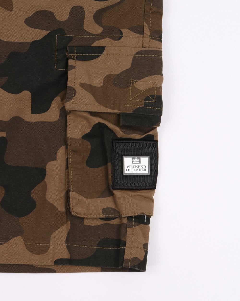 Weekend Offender Camo Cargo Shorts Khaki - Image 2