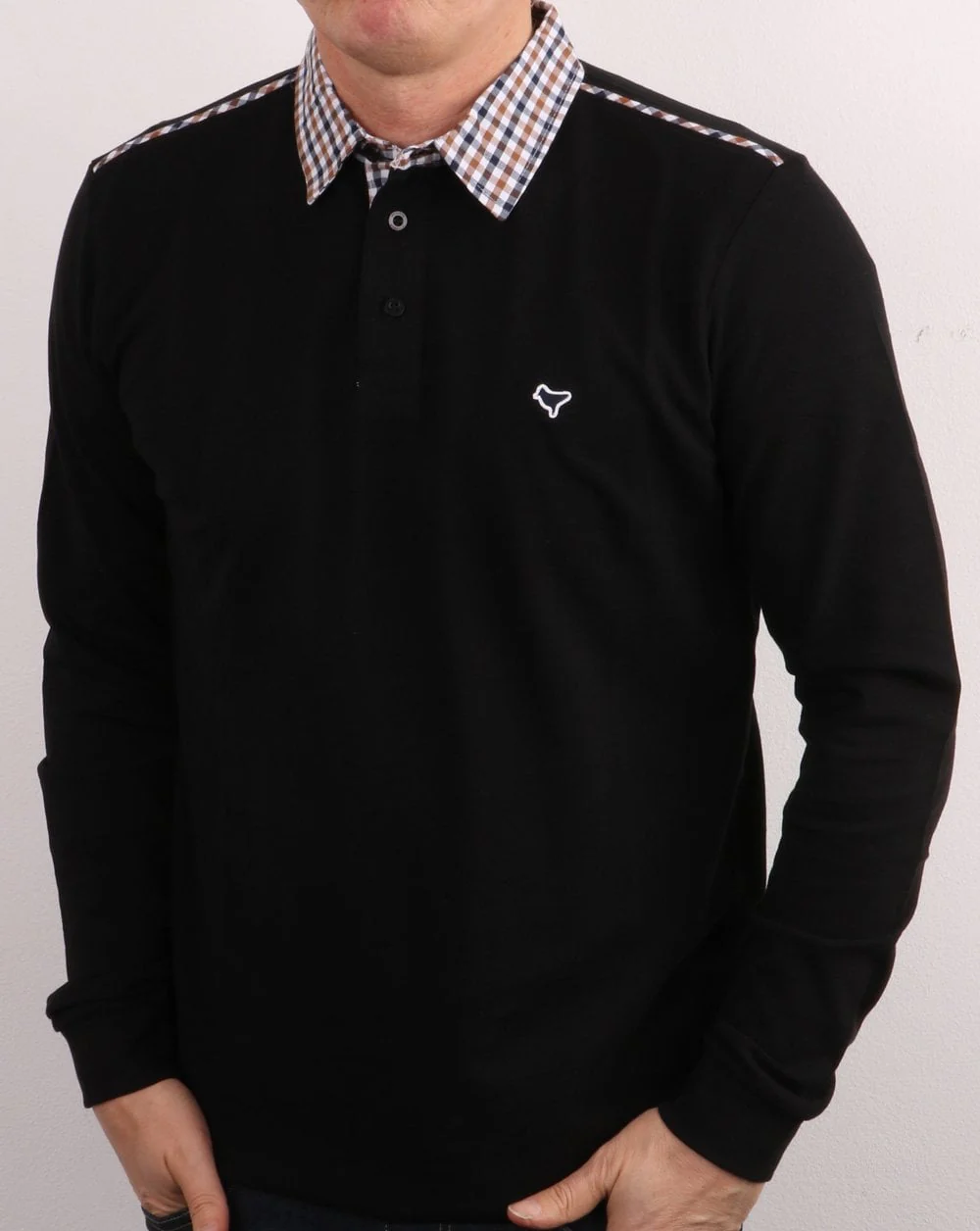 Weekend Offender Check Collar Polo Black - Image 4