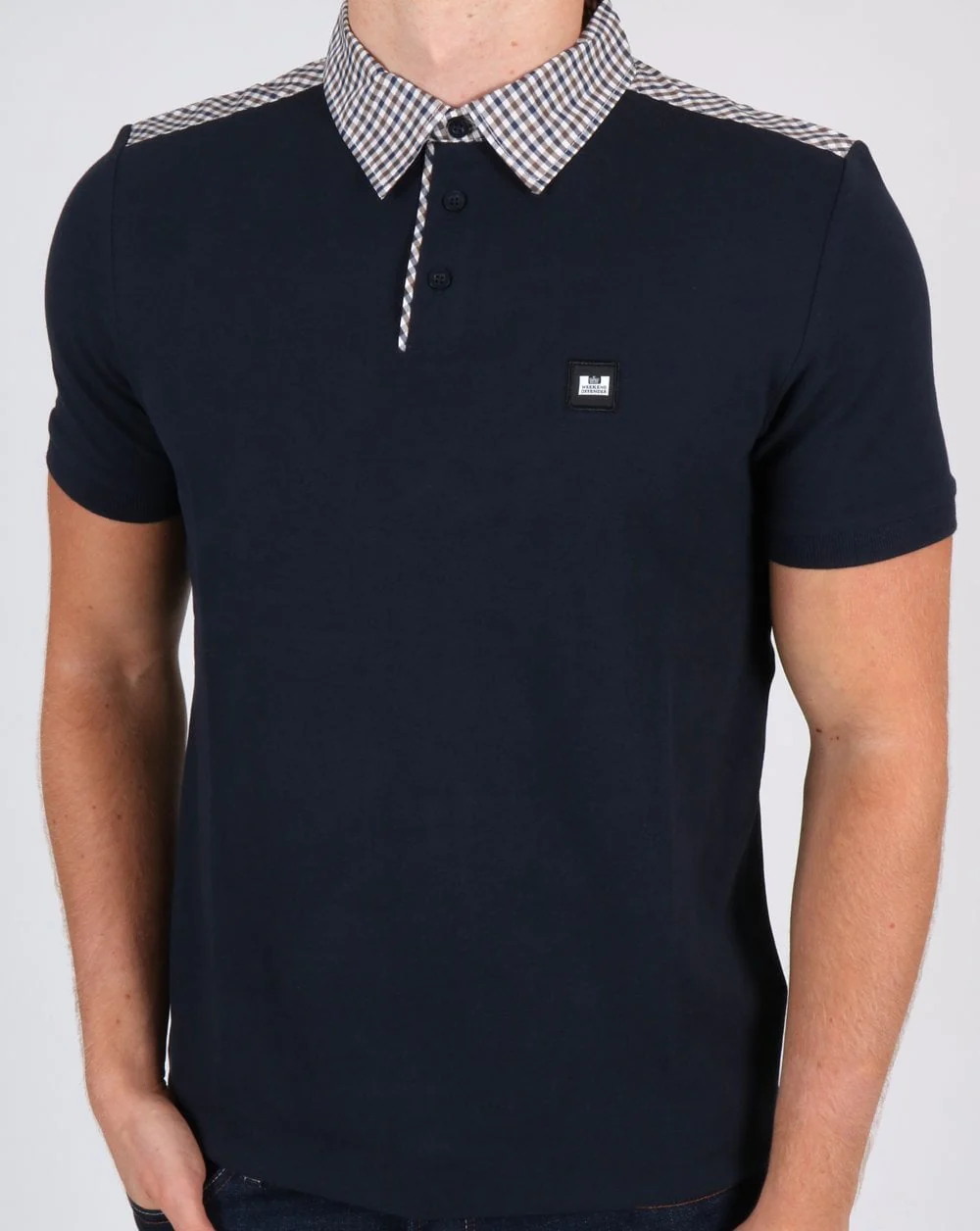 Weekend Offender Check Collar Polo Shirt Navy