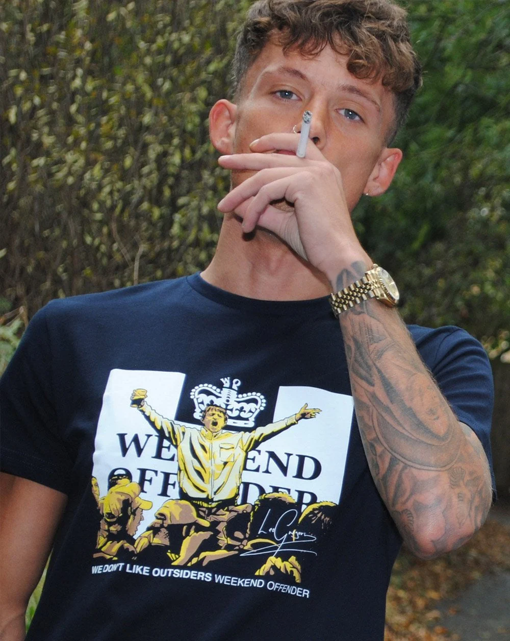 Weekend Offender Leo Gregory T Shirt Navy - Image 3