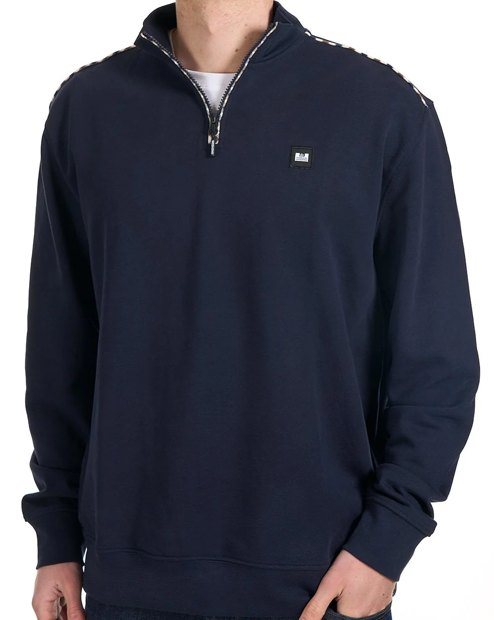 Weekend Offender Matisa Quarter Zip Sweatshirt Navy - Image 2