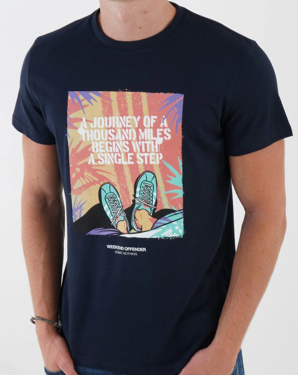 Weekend Offender Single Step T-shirt Navy - Image 3