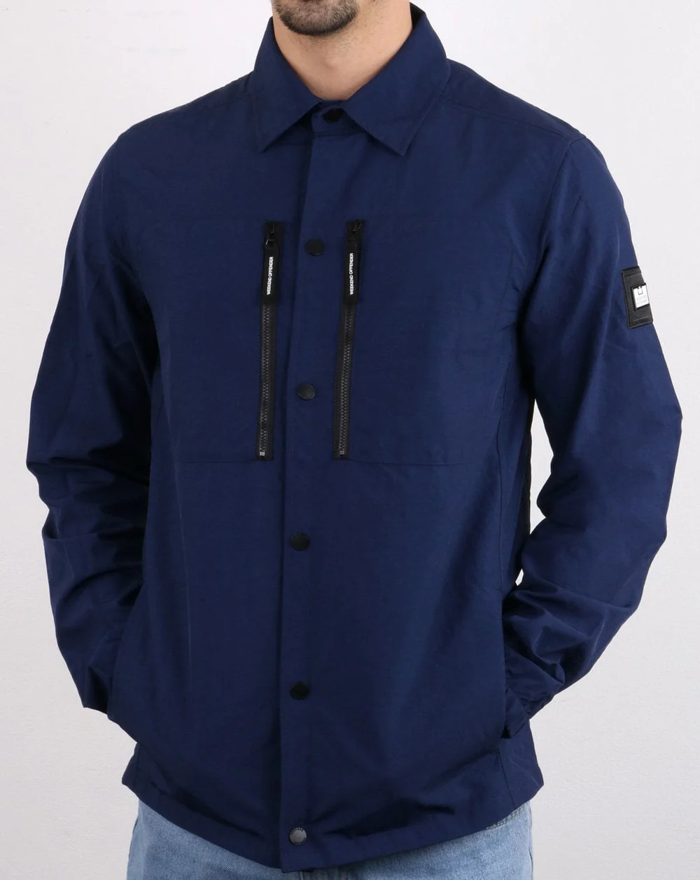Weekend Offender Zip Pocket Overshirt Navy - Image 4